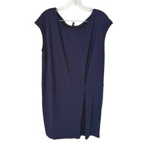 Eileen Fisher Pin Tuck Cap Sleeve Shift Dress Size Large